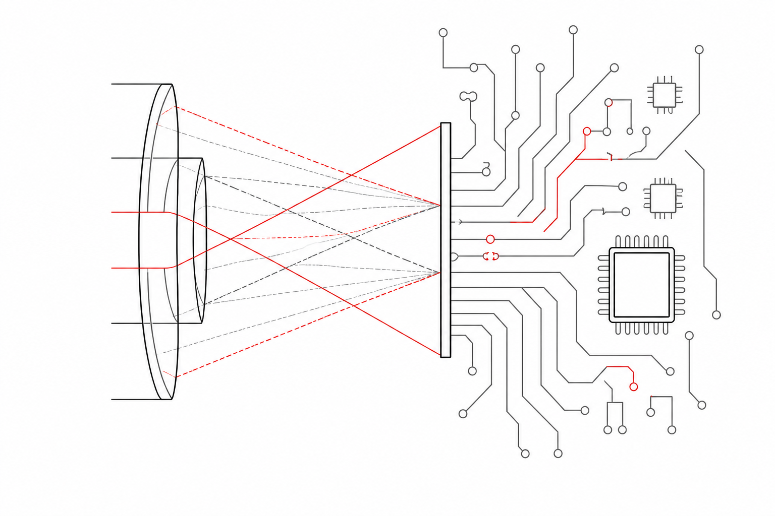 Optical and electronic engineering illustration